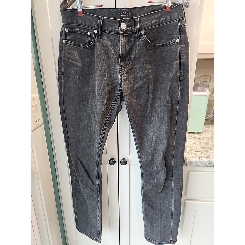 Pacsun Jeans Mens 29x30 Black Skinny‎ Fit Stretch Denim Pants Slim Straight